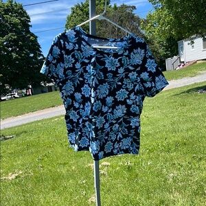 Floral Black and Blue Top